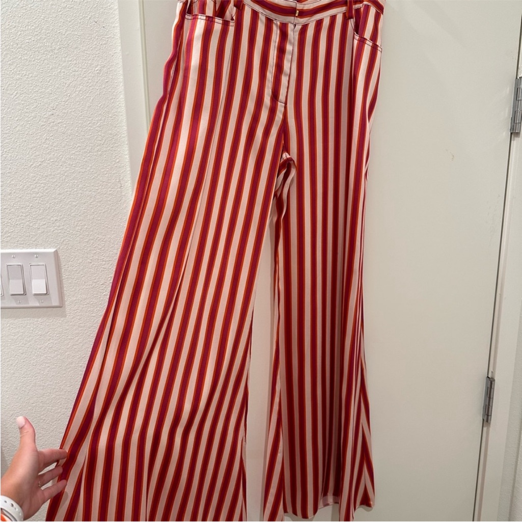 Alexis Red Rasha Set: Top S & Flowy Stripes Palazzo Pants M